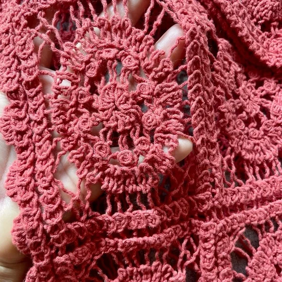 Raj Coral Crochet Longline Open Cardigan duster - Picture 4 of 5